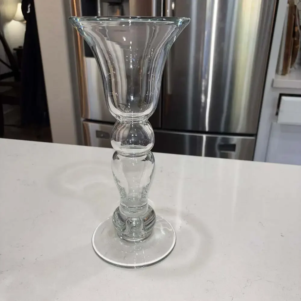 Clear Glass Trumpet Vase/Candle Holder Taper Pillar Candlestick